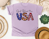 God Bless The USA Grey graphic tee in Orchid