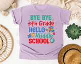 Bye Bye 5th Grade Hello Middle School graphic tee in Orchid