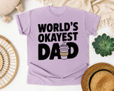 World's Okayest Dad White graphic tee in Orchid