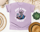 Just A Dad Who Always Came Back With The Milk White graphic tee in Orchid