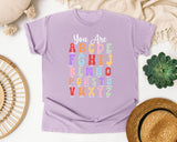 You Are ABC Affirmations graphic tee in Orchid