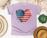 American Flag Heart Grey graphic tee in Orchid