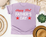 Happy First Father's Day Red graphic tee in Orchid