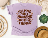 Helping Tiny Humans Do Big Things Retro graphic tee in Orchid