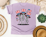 Patriotic Skeleton Trio Grey graphic tee in Orchid