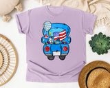 Patriotic Blue Truck graphic tee in Orchid