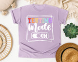 Testing Mode On graphic tee in Orchid