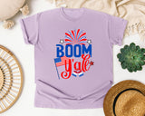 Boom Y'all Blue graphic tee in Orchid