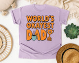 World's Okayest Dad Orange graphic tee in Orchid