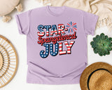 Star Spangled July Grey graphic tee in Orchid