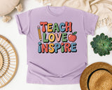 Teach Love Inspire Grey graphic tee in Orchid