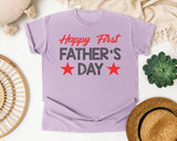 Happy First Father's Day Grey 2 graphic tee in Orchid