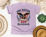 One Nation Under God 250 Years Of Blessings graphic tee in Orchid