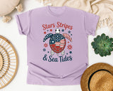 Stars Stripes And Sea Tides Grey 2 graphic tee in Orchid