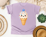 Patriotic Ice Cream Cone Gold graphic tee in Orchid