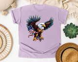 Bald Eagle With Flag graphic tee in Orchid
