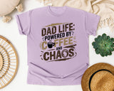 Dad Life Powered By Coffee And Chaos Grey graphic tee in Orchid