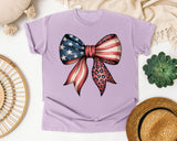 American Flag Bow graphic tee in Orchid