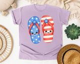 Patriotic Flip Flops graphic tee in Orchid