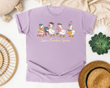 Just A Teacher Goose graphic tee in Orchid