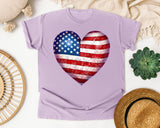 American Flag Heart Red 3 graphic tee in Orchid