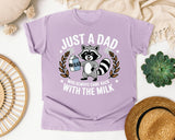 Just A Dad Who Always Came Back With The Milk Grey graphic tee in Orchid