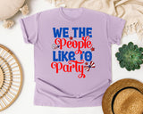 We The People Like To Party Blue graphic tee in Orchid