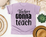 Teachers Gonna Teach Pencil graphic tee in Orchid