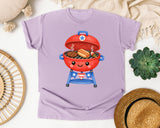 Patriotic Barbecue Grill graphic tee in Orchid