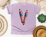 Patriotic Firework Rockets graphic tee in Orchid