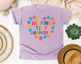 Helping Tiny Humans Handprint Heart graphic tee in Orchid