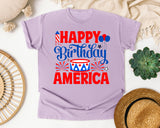 Happy Birthday America White graphic tee in Orchid