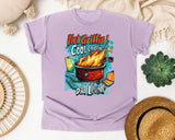 Hot Grillin Cool Chillin Dad Livin graphic tee in Orchid