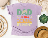 Dad By Day Gamer By Night Grey graphic tee in Orchid