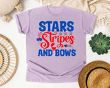Stars Stripes And Bows Blue graphic tee in Orchid