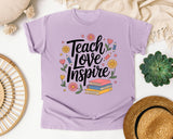 Teach Love Inspire Floral graphic tee in Orchid