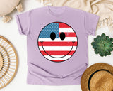 American Flag Smiley Face graphic tee in Orchid