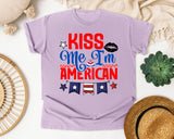 Kiss Me I'm American graphic tee in Orchid