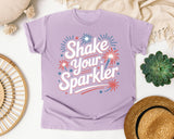 Shake Your Sparkler White 2 graphic tee in Orchid