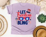 Let Freedom Bling Navy graphic tee in Orchid