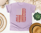 Distressed American Flag graphic tee in Orchid