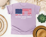 We Will Never Forget Navy 2 graphic tee in Orchid