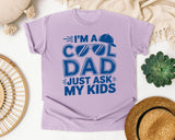 I'm A Cool Dad Just Ask My Kids Navy graphic tee in Orchid