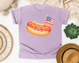 Hot Dog With Flag graphic tee in Orchid