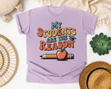 My Students Are The Reason Grey 2 graphic tee in Orchid