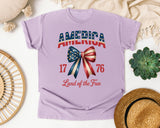 America 1776 Land Of The Free Grey graphic tee in Orchid
