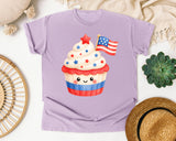 Patriotic Cupcake With Flag graphic tee in Orchid