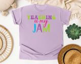 Teaching Is My Jam graphic tee in Orchid