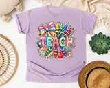 Teach Crayons graphic tee in Orchid