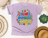 Colors Numbers And Laughs graphic tee in Orchid